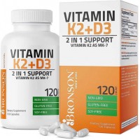 Витамин K2 МК7с D3 Bronson Vitamin K2 Mk7 120 капсул