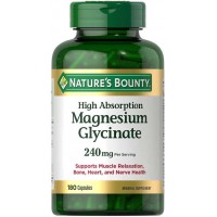 Глицинат магния с высокой степенью усвояемости Natures Bounty Magnesium Glycinate 180 капсул