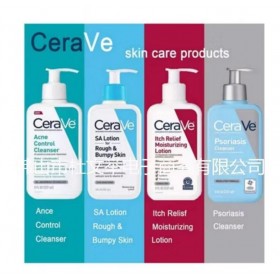 CeraVe 4 вида крема для кожи от псориаза, акне, зуда и очищающий 237 грамм