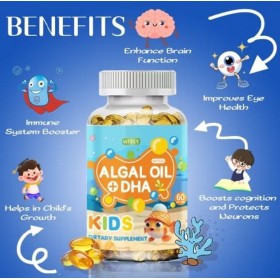 Algal Oil + DHA Kids для иммунитета, улучшения памяти и зрения детей от 2 лет 60 капсул Algal Oil + DHA Kids для иммунитета, улучшения памяти и зрения детей от 2 лет 60 капсул