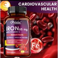 Pslalae IRON 65 mg с добавлением витамина C (Vitamin C) для повышения усвояемости железа поддержания уровня гемоглобина 120 капсул
