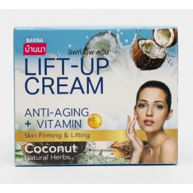 Тайский подтягивающий антивозрастной крем для лица Banna Lift-Up Cream Coconut с кокосовым маслом и витамином E 80 грамм.