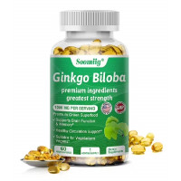 Soomiig Ginkgo Biloba экстракт листьев гинкго билоба для улучшения работы головного мозга 60 веганских капсул Soomiig Ginkgo Biloba экстракт листьев гинкго билоба для улучшения работы головного мозга 60 веганских капсул