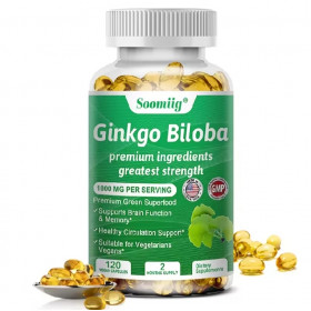  Soomiig Ginkgo Biloba экстракт листьев гинкго билоба для улучшения работы головного мозга 120 веганских капсул