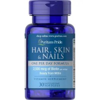 Puritan's Pride Волосы кожа и ногти 30 капсул Hair Skin Nails 2500 mcg Puritans Pride USA
