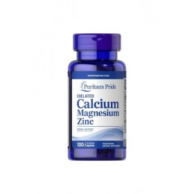 Puritans Pride Chelated Calcium Magnesium Zinc  Хелатный Кальций Магний Цинк 100 таблеток