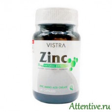 Цинк Хелат, натуральный витамин, Vistra, 45 капсул. 