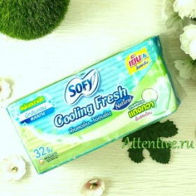 Лечебные прокладки с мятой и огурцом, охлаждающие  Cooling Fresh Natural Sofy, 32 шт.
