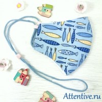 Детская гигиеническая, защитная маска, рыбки, 6-10 лет.